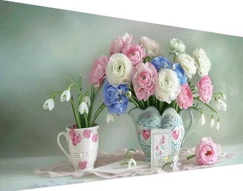 Rose Diamond Painting Bilder, 5D Diamond Painting Blume Daiments Painting Erwachsene Groß XXL 100x200cm Quadrat Diamond Art Painting Kinder Stickerei Kreuzstich Set, Wand Zimmer Deko Aesthetic 1-O von Bugufen