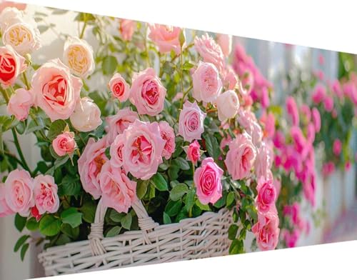 Rose Diamond Painting Bilder, 5D Diamond Painting Blume Daiments Painting Erwachsene Groß XXL 50x100cm Quadrat Diamond Art Painting Kinder Stickerei Kreuzstich Set, Wand Zimmer Deko Aesthetic c-1 von Bugufen