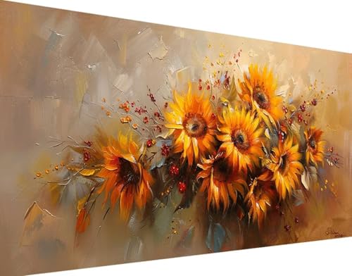 Sonnenblume Diamond Painting Bilder, 5D Diamond Painting Blume Daiments Painting Erwachsene Groß 100x200cm Quadrat Diamond Art Painting Kinder Stickerei Kreuzstich Set, Wand Zimmer Deko Aesthetic 5-5 von Bugufen