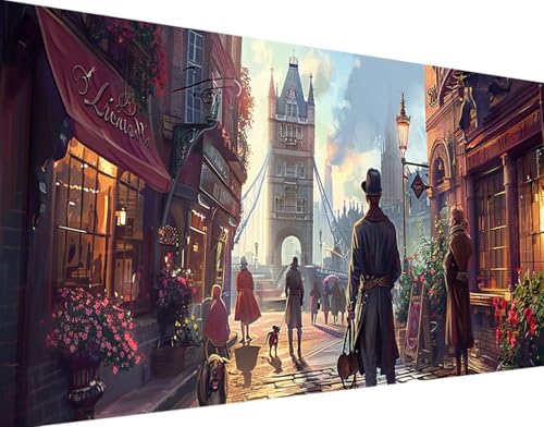 StadtstraßE Diamond Painting Bilder, 5D Diamond Painting Architektur Daiments Painting Erwachsene Groß XXL 100x200cm Quadrat Diamond Art Painting Kinder Stickerei Kreuzstich Set, Wand Zimmer Deko p-9 von Bugufen