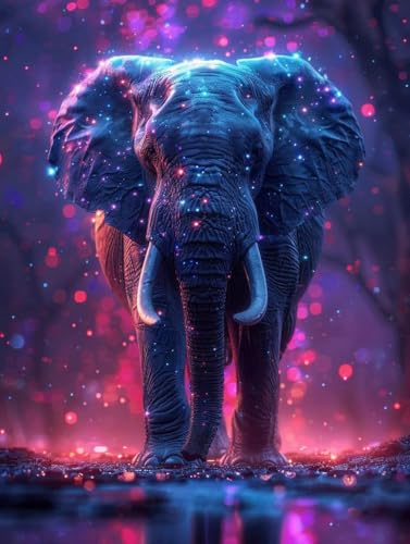 Tier Diamond Painting Bilder, 5D Diamond Painting Elefant Daiments Painting Erwachsene Groß XXL 40X50CM Runden Diamond Art Painting Kinder Stickerei Kreuzstich Set, Wand Zimmer Deko Aesthetic V-z0 von Bugufen