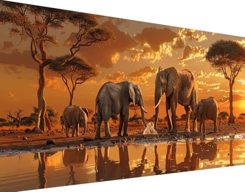 Tier Diamond Painting Bilder, 5D Diamond Painting Elefant Daiments Painting Erwachsene Groß XXL 60x120cm Round Diamond Art Painting Kinder Stickerei Kreuzstich Set, Wand Zimmer Deko Aesthetic q-1 von Bugufen