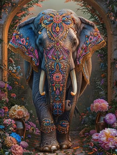 Tier Diamond Painting Bilder, 5D Diamond Painting Elefant Daiments Painting Erwachsene Groß XXL 80X110CM Quadrat Diamond Art Painting Kinder Stickerei Kreuzstich Set, Wand Zimmer Deko Aesthetic B-5Y von Bugufen