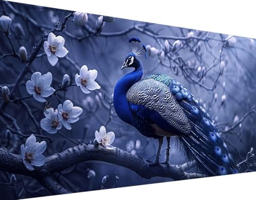 Tier Diamond Painting Bilder, 5D Diamond Painting Pfau Daiments Painting Erwachsene Groß XXL 30x60cm Round Diamond Art Painting Kinder Stickerei Kreuzstich Set, für Wand Zimmer Deko Aesthetic w-I von Bugufen