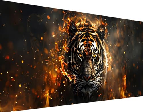 Tiger Diamond Painting Bilder, 5D Diamond Painting Tier Daiments Painting Erwachsene Groß XXL 100x200cm Round Diamond Art Painting Kinder Stickerei Kreuzstich Set, Wand Zimmer Deko Aesthetic 2-V von Bugufen