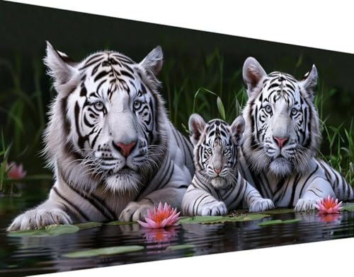 Tiger Diamond Painting Bilder, 5D Diamond Painting Tier Daiments Painting Erwachsene Groß XXL 70x140cm Round Diamond Art Painting Kinder Stickerei Kreuzstich Set, für Wand Zimmer Deko Aesthetic p-5 von Bugufen