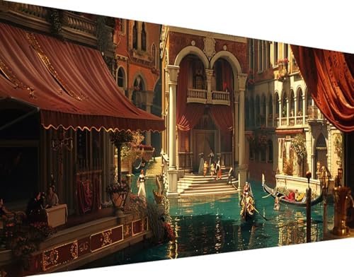 Venedig Diamond Painting Bilder, 5D Diamond Painting Stadt Daiments Painting Erwachsene Groß XXL 30x60cm Round Diamond Art Painting Kinder Stickerei Kreuzstich Set, Wand Zimmer Deko Aesthetic 3-U von Bugufen