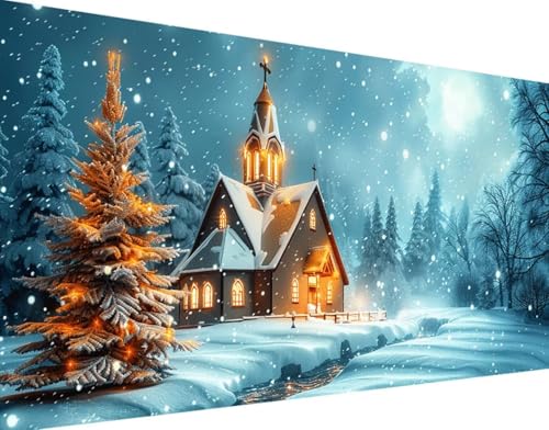 Winter Diamond Painting Bilder, 5D Diamond Painting Haus Daiments Painting Erwachsene Groß XXL 100x200cm Quadrat Diamond Art Painting Kinder Stickerei Kreuzstich Set, Wand Zimmer Deko Aesthetic p-I von Bugufen