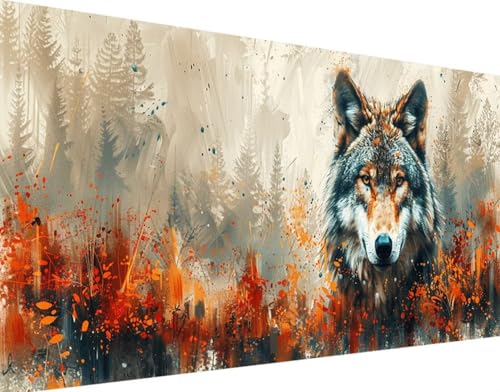 Wolf Diamond Painting Bilder, 5D Diamond Painting Tier Daiments Painting Erwachsene Groß XXL 40x80cm Round Diamond Art Painting Kinder Stickerei Kreuzstich Set, für Wand Zimmer Deko Aesthetic h-8 von Bugufen