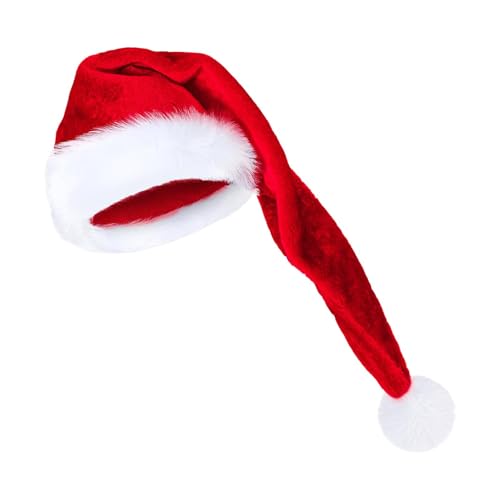 Buhjnmik Große Weihnachtsmütze, lange Weihnachtsmütze für Erwachsene - Plüsch Weihnachtsmannmütze Weihnachten,Unisex-Cosplay-Kostüm, Weihnachtsmütze für Feiertage, Partys, Karneval von Buhjnmik