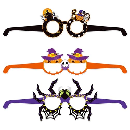 Buhjnmik Halloween-Kostüm-Partybrille,Halloween-Fotobrille,6X Partyzubehör Gläser - Brillen-Foto-Requisiten, Kostümzubehör, Halloween-Cosplay-Zubehör für Erwachsene von Buhjnmik