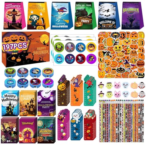 Buhjnmik Halloween-Preise für Kinder – Halloween-Spielzeug-Sortiment für Kinder – Halloween-Spielzeug für Kinder, Halloween-Zubehör, Goodies Taschen, Klassenzimmer-Spiel-Belohnungspreise von Buhjnmik