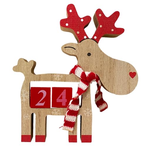 Buhjnmik Weihnachts-Countdown-Kalender aus Holz, Weihnachts-Holzblockkalender,Weihnachts-Adventskalender-Dekorationen | Hölzerner dreidimensionaler Kalender mit Zahlen-Adventskalender für zu Hause von Buhjnmik