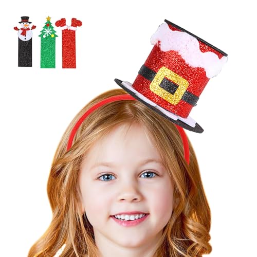 Buhjnmik Weihnachts-Party-Stirnbänder, Weihnachts-Stirnbänder für Kinder - Rot Grün Silber Elastische Weihnachtskopfbedeckung - Klassisches, bequemes Kinder-Stirnband für Weihnachten von Buhjnmik