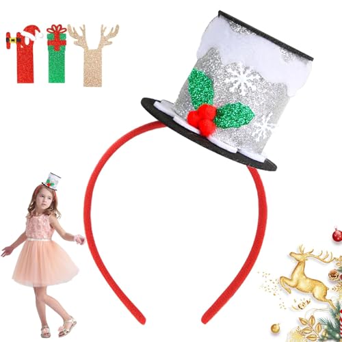 Buhjnmik Weihnachts-Party-Stirnbänder, Weihnachts-Stirnbänder für Kinder - Weiche rot-grün-silberne elastische Weihnachtskopfbedeckung | Modisches Kinder-Stirnband, Weihnachtsdekoration für, Mädchen, von Buhjnmik