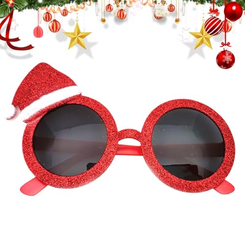 Buhjnmik Weihnachts-Sonnenbrille, Weihnachts-Glitzerbrille | Niedliche Weihnachtsmann-Rentier-Weihnachtsbaummütze, Weihnachtsbrille,Kostümzubehör, Brillen, Weihnachts-Goodie-Bag-Stuffers, Dekoration von Buhjnmik