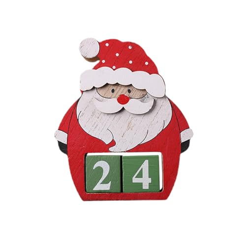 Buhjnmik Weihnachtskalender aus Holz, süßer Tischkalender - Weihnachts-Countdown aus Holz,Weihnachtsmann-Resindeer-Countdown-Blöcke für Zuhause, Tisch, Kamin, Fensterbank von Buhjnmik