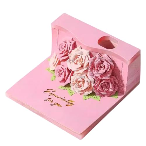 2025 Tischkalender 3D-Blumen-Notizblock, Blumen-3D-Notizblock-Desktop-Kalender, 3D-Notizblock-Desktop-Kalender, einfach zu bedienen, einzigartiges Design, 9 x 9 x 4,5 cm für Zuhause von Buhygn