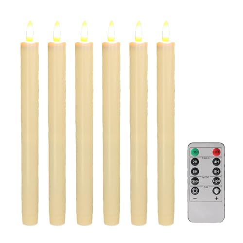 Buhygn Battery Operated Taper Candles | Flameless Candlesticks | 3d Wick Candles | Taper Candle Set With 10-key Remote Timer for Window Mantle Decor 8.8 Inches von Buhygn