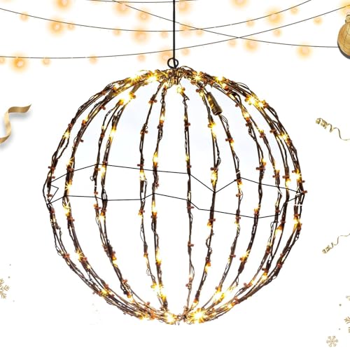 Buhygn LED Lichtkugel | Weihnachten LED Kugel | Festliche hängende Außenleuchten für Hochzeiten, Terrassen, Bäume und Gärten | Perfekt für Feiertage und Dekoration von Buhygn