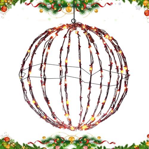 Buhygn LED Lichtkugel | Weihnachten LED Kugel Lichter | Festliche hängende Außenleuchten für Hochzeiten, Terrassen, Bäume und Gärten | Perfekt für Feiertage und Dekoration von Buhygn