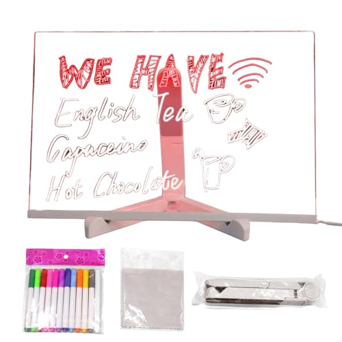 Buhygn Message Board mit Farben, trocken abwischbares Tafel, Nachtlicht, beleuchtetes Wortblock, leuchtende Memo-Notizen, wiederbeschreibbares LED-Acryl-Zeichenbrett für Geschäft, Café, von Buhygn