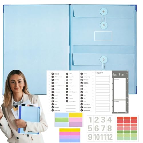 Expanding File Organiser, Portable Document Folders, Concertina File Expanding Filing Box Paper Organiser, Expandable Storage Binder Organizer for Papers, Files, Passports, Photos, Letters von Buhygn