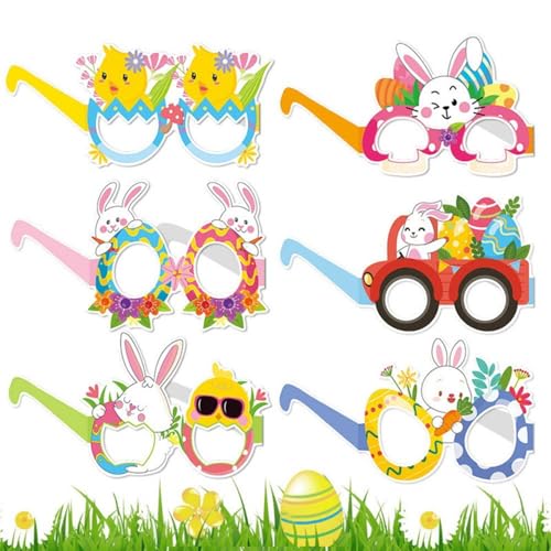 Kinder Bunny Brille Ostern Küken Brille Osterkorb Stuffer Tragbares Design Einfach zu Tragen 6 Stück für Goodie Körbe und Ostern Feiern von Buhygn