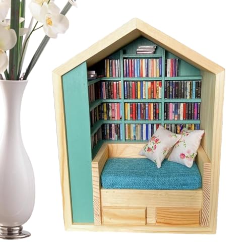 3D Tiny House Booknook Kits für Erwachsene | Miniatur-Puppenhaus-Bastelset – Holzbibliothek Dekoration, winzige Welt in einer Buchecke, kreativ für , Mädchen und Bastel-Enthusiasten von Buhyujkm