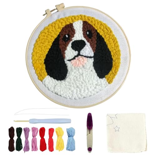 Buhyujkm Stanznadel-Set, niedliches Hundemuster-Stickset, kreative Handarbeit für Anfänger, einfach zu befolgende Anweisungen, perfekte Kunst und Handwerk, Urlaubsdekorationen von Buhyujkm