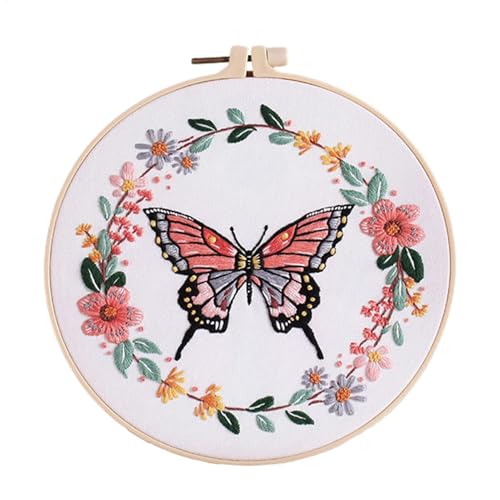 Butterfly Embroidery Kit, Beginner Embroidery Set, Colorful Embroidery Kit, Embroidery Art Supplies, Round Embroidery Set for Creating a Beautiful Butterfly Art Piece, Complete With All Sewing Supplie von Buhyujkm