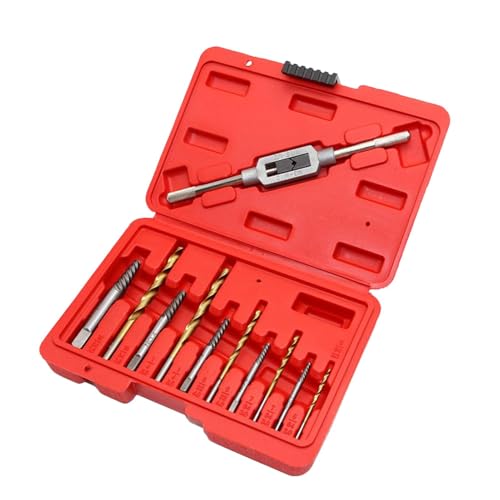 Handbohrer-Set, Easy Out, 11-teiliges Set, robuste Mehrzweck-Ausdreher zum Entfernen beschädigter Gewindebohrer, Schrauben, Schrauben, Reparaturen zu Hause, Automobilaufgaben (19,6 x 13,8 cm) von Buhyujkm