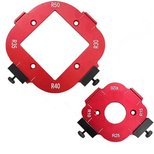 2 Stück Radius Jig Router-Vorlagen Schablonen Ecke 4 in 1 Radius Schnellvorrichtung für Holzbearbeitung R10 R15 R20 R25 R30 R35 R40 R50 Radius Routing Vorlagen für Holzbearbeitung DIY-Schablone von Builrand