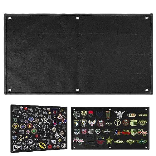 Builrand Taktische Patches Klett Wand Klettfläche Klettmatte Wand Taktisch Militär Klett Patch Board Organizer Display Tafel Mit Ösen, 110 x 70cm Schwarz Tactical Patch Display Board von Builrand