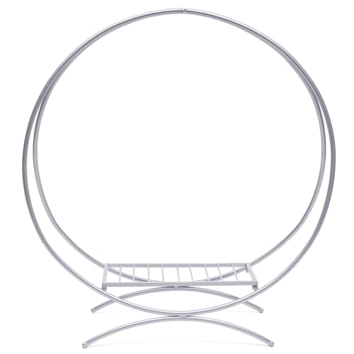 Silber Cake Stand, 80cm Metall Double Hoop Arch Rack Food Presentation Stand Arch Circle Flower Stand Wedding Arch Floral Hoop Wedding Decor, für Geburtstag Hochzeit Party von Bukeey