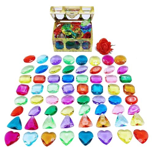 Diamanten Bunt Kinder, 64 Stück diamanten Kinder, Acryl Diamanten Kinder, Edelsteine für Kinder, mit Edelstein Box Großes Diamant, für Kinder zum Gefälligkeiten der Partei, Geschenk zu Geburtstags von Bukezudang