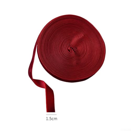 Bulevisiter 10 m Dekoband, Samtstoff, einseitig, beflockt, Bastelband für Schleifen, Basteln, Verpackungen für Hochzeiten, Partys und Jubiläen (1,5 cm rot) von Bulevisiter