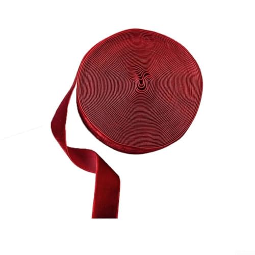 Bulevisiter 10 m Dekoband, Samtstoff, einseitig, beflockt, Bastelband für Schleifen, Basteln, Verpackungen für Hochzeiten, Partys und Jubiläen (2,5 cm rot) von Bulevisiter