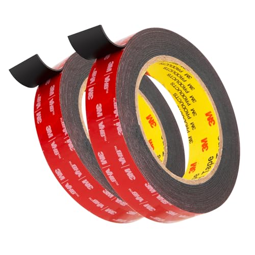 3M Doppelseitiges Klebeband Montageband 25mm x 4.7m Schwarz 2 Rollen 0.6mm dick 5925 Schaumstoffband Schwerlast Extra Stark für Auto Dekoration Heim Büro von Bulina