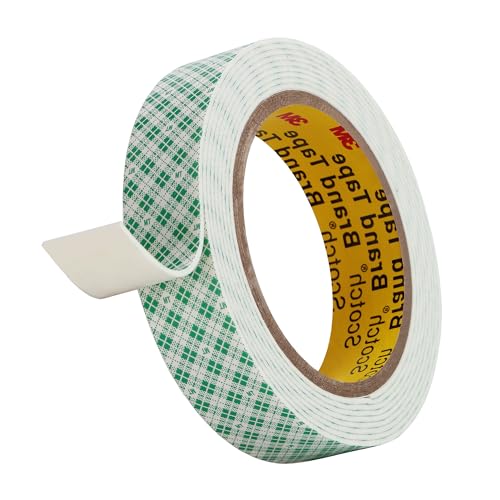 3M Doppelseitiges Schaumstoff Klebeband 4026 25mm x 300cm 1.6 mm dick 1 Rollen Weiß Doppelt Beschichtetes Urethan Polyurethan Band für Kleben Anbringen Montieren Innenbeschilderung Namensschilder von Bulina