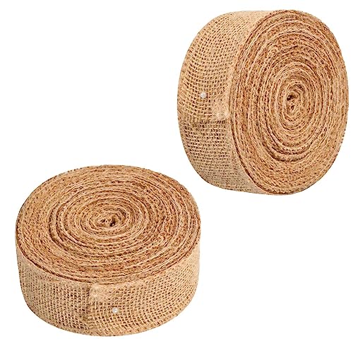 Gamrong 2 stück Juteband Vintage Leinen Band Natürliche Sackleinen Dekoband Burlap Band Perfekt für DIY Handwerk Weihnachten Hochzeit Geburtstag Party Dekoration Haus Deko（10 m x 5 cm） von Bull Tiger Prestige