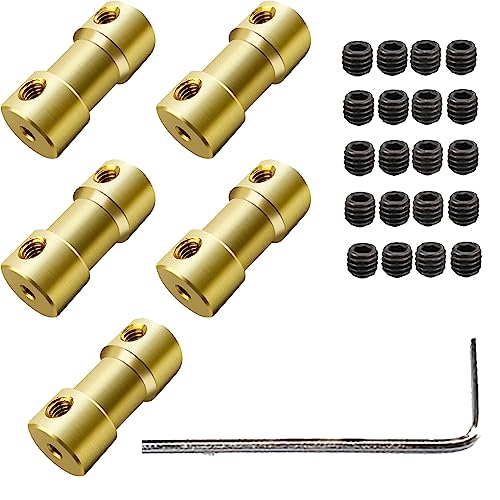 5 stück wellenkupplung, messing wellenadapter, wellen adapter mit schrauben inbusschlüssel, 5 größen motor kupplung stecker hülse adapter für rc boot, 2 to 3mm/2 to 4mm/4 to 4 mm/4 to 6 mm/6 to 6 mm von Bull Tiger Prestige