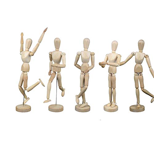 Holzpuppe zum Zeichnen, Modell, komplett verbunden, bewegliche Puppe zum Skizzieren, Malen, Künstler, Cartoon-Figuren, Actionpuppe zum Selbermachen (12 cm) von BulzEU -