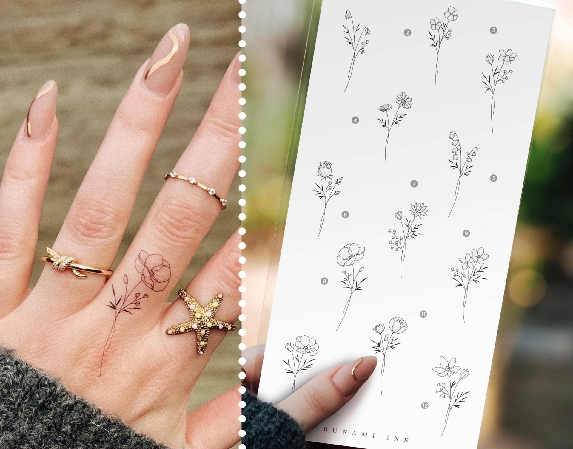 Temporäre Tattoos Kleine Geburtsblumen Sträußchen Für Das Ganze Jahr von BunamiInk