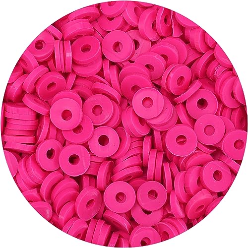 Bundooraking - 2000 Stück rosa Tonperlen (6 mm), Tonperlen für die Schmuckherstellung, Heishi-Perlen, Tonperlen für Armbänder, Halsketten, Ohrringe, Zubehör zum Basteln. von Bundooraking