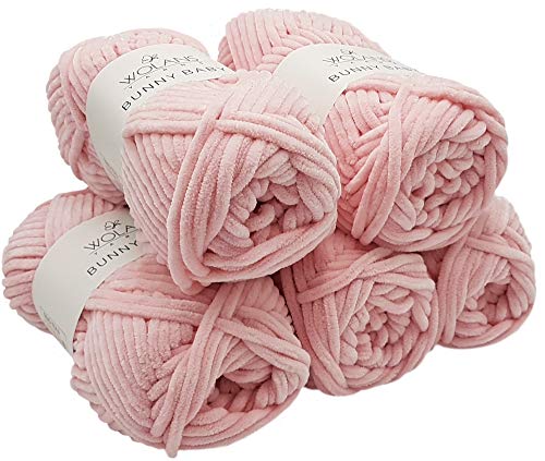 Bunny Baby 5 x 100 Gramm Wolans Strickwolle, Babywolle, 500 Gramm Wolle Super Bulky Supersoft (Hellrosa 1004) von Bunny Baby