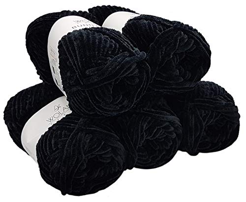 Bunny Baby 5 x 100 Gramm Wolans Strickwolle, Babywolle, 500 Gramm Wolle Super Bulky Supersoft (schwarz 1010) von Bunny Baby