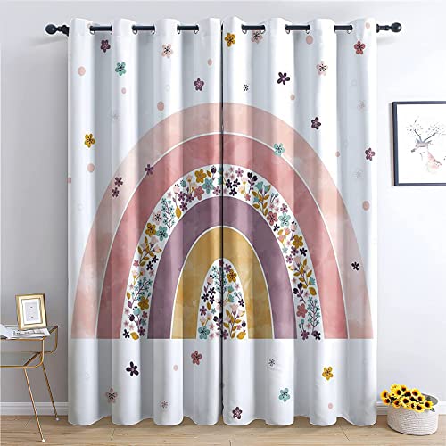 Buohwiwe Regenbogen Verdunkelungsvorhänge 3D Vorhänge Blickdicht Regenbogen Verdunkelungsvorhang mit Ösen für Schlafzimmer Kinderzimmer Wohnzimmer Dekoration Gardienen 183x214 cm von Buohwiwe