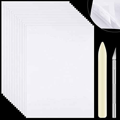 XZEIT 16 Blatt doppelseitiges Klebeband im A4-Format mit Präzisions-Bastelmesser und Knochenordner, transparentes doppelseitiges Klebeband, Starkes Abdeckband für Kunstfotoalben, Glitzerpapier XZEIT 16 Blatt doppelseitiges Klebeband im A4-Format mit Präzisions-Bastelmesser und Knochenordner, transparentes doppelseitiges Klebeband, Starkes Abdeckband für Kunstfotoalben, Glitzerpapier von Buosha