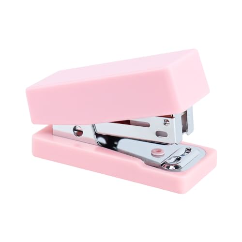 Buqoo Pink Mini Hefter Klein Niedlich Büro Hefter für Schreibtisch 24/6N 12 Blatt Kapazität Mühelose Desktop Hefter Standard für Schule und Schreibtisch Supplies von Buqoo